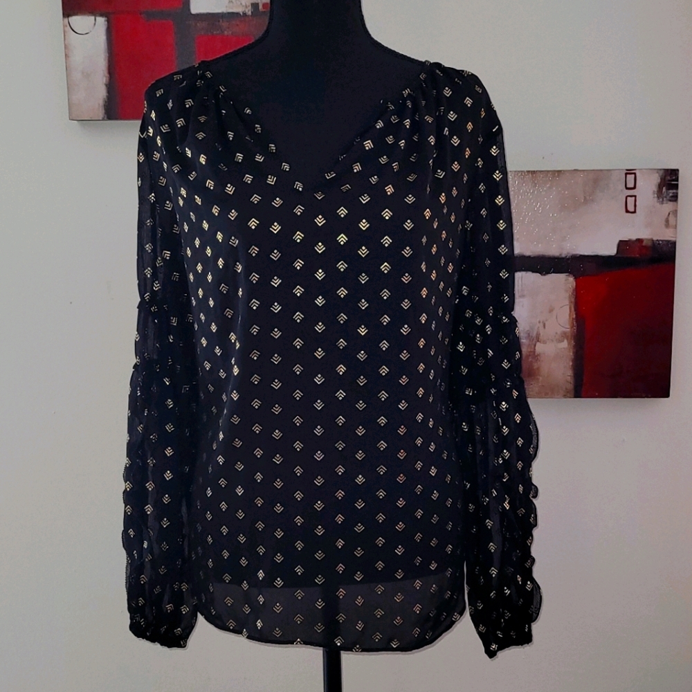 Worthington Black and Gold dressy blouse